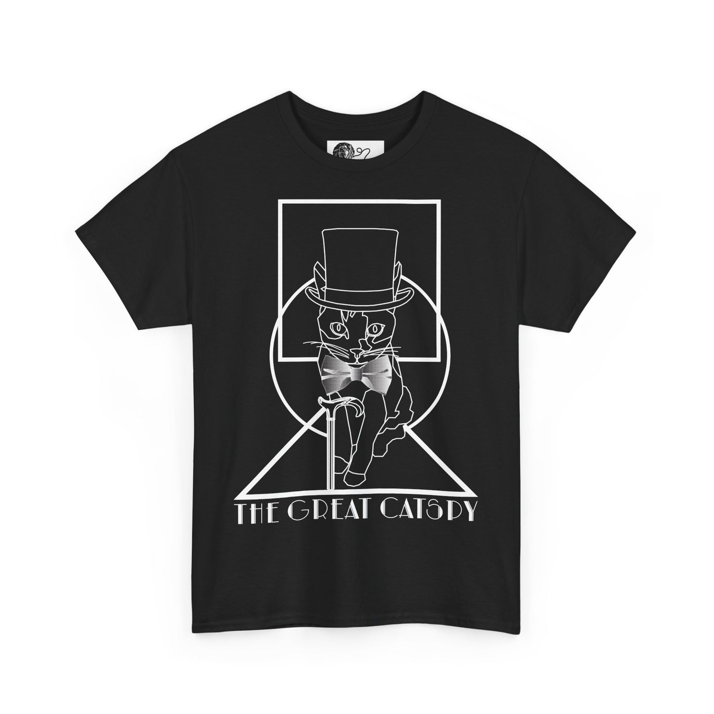 The Great Catspy Cat T-Shirt, 1920s Art Deco Style Tee, Vintage Cat Lover Gift, Gatsby Cat Shirt, Top Hat Bow Tie, Unisex Cotton Tee