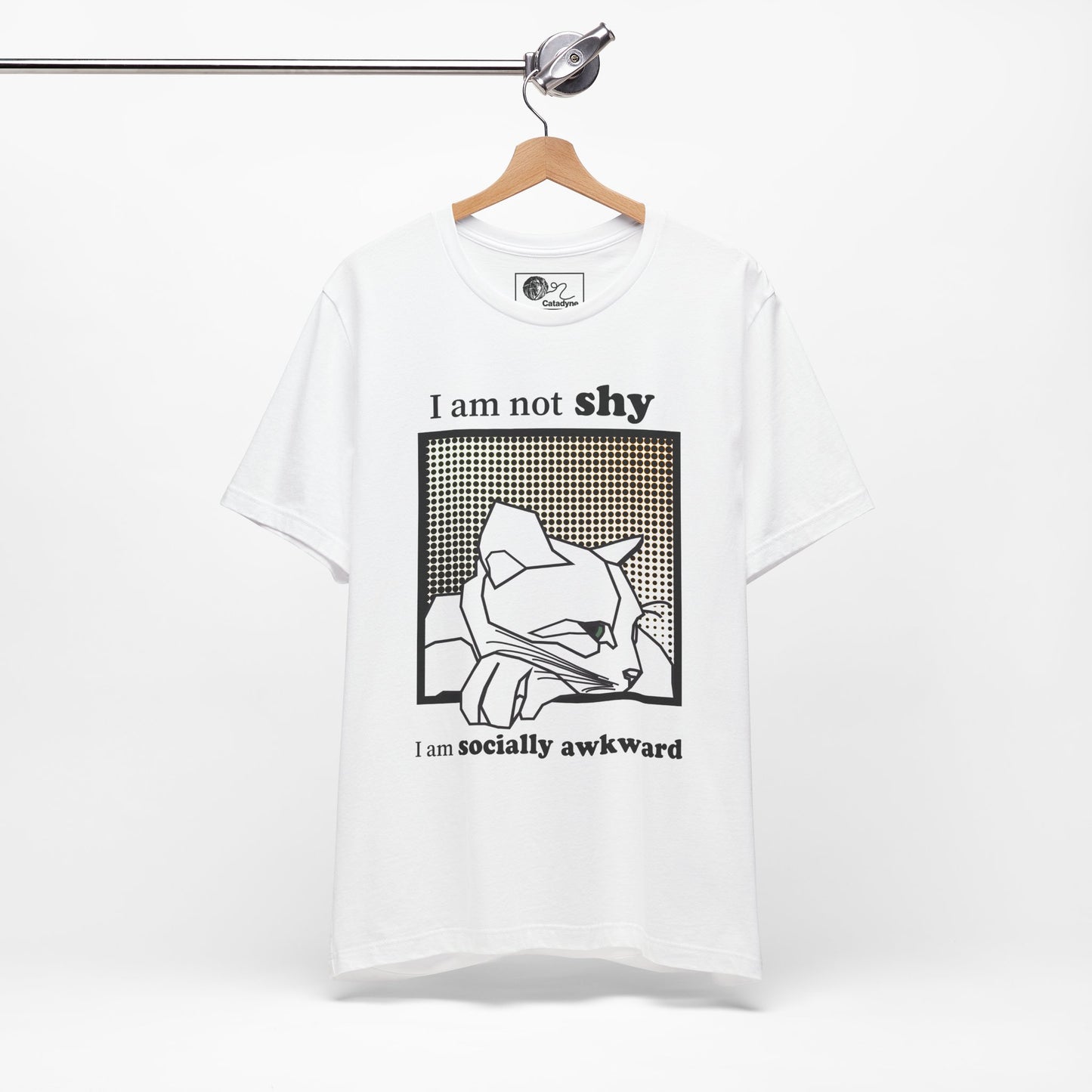 Socially Awkward Cat Tee, Funny T-Shirt, Cute Cat Apparel, Gifts for Introverts, Unisex Graphic Top, Quirky Humor Shirt