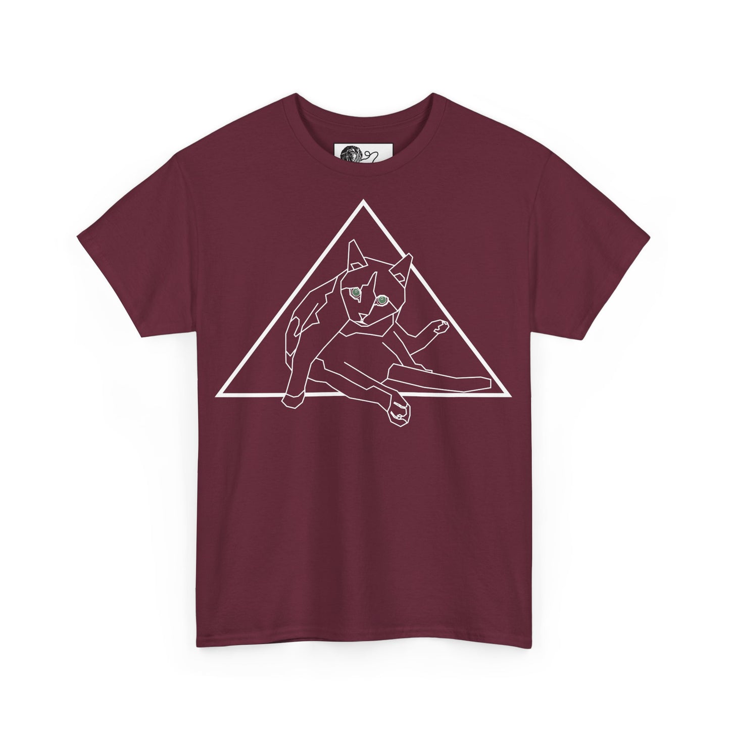 Geometric Cat T-Shirt - Minimalist Triangle Cat Design Tee - Graphic Shirt for Cat Lovers