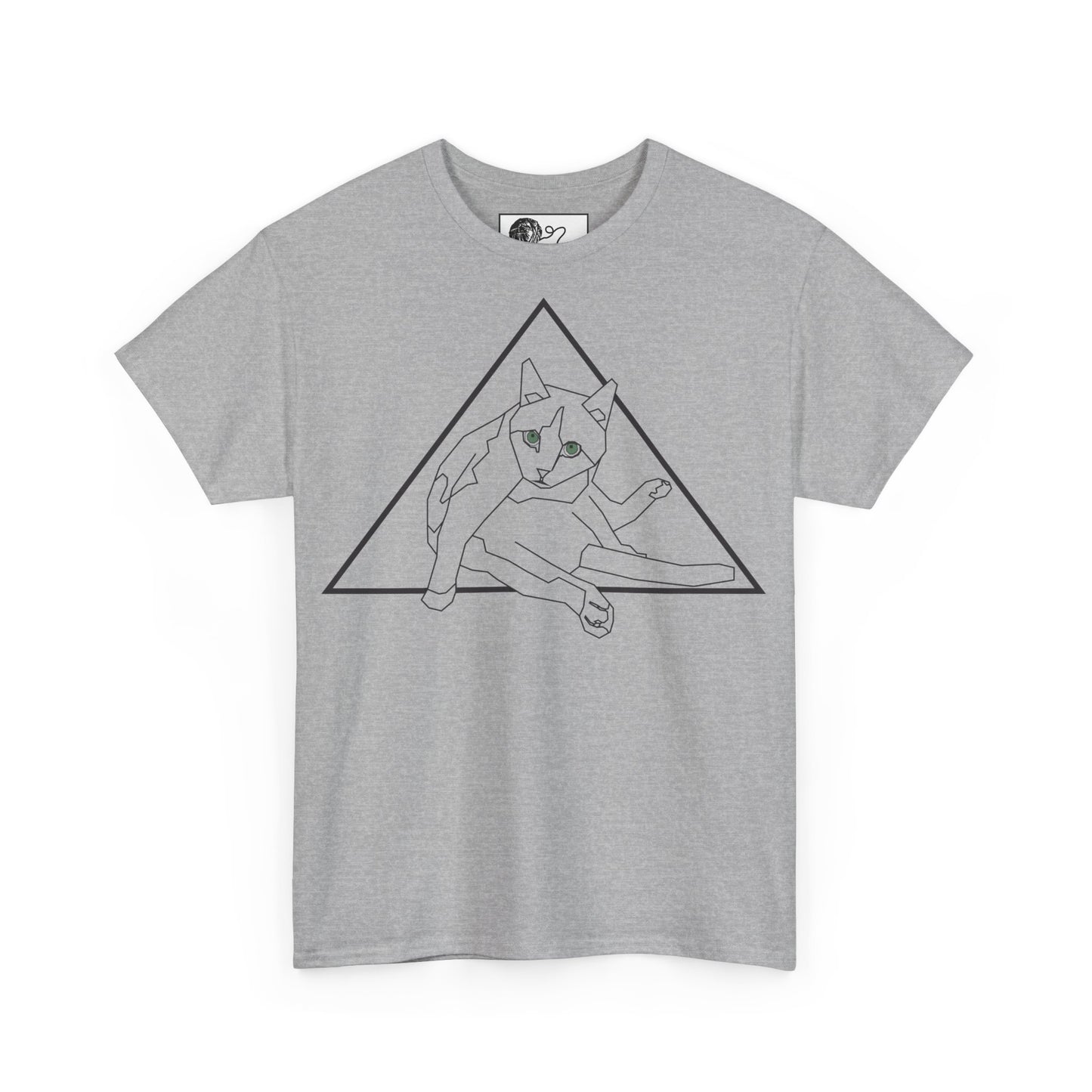 Geometric Cat T-Shirt - Minimalist Line Art Cat Tee, Cool Triangle Cat Design, Cat Lover Gift