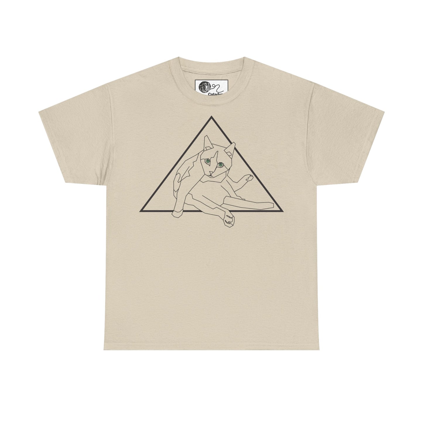 Geometric Cat T-Shirt - Minimalist Line Art Cat Tee, Cool Triangle Cat Design, Cat Lover Gift
