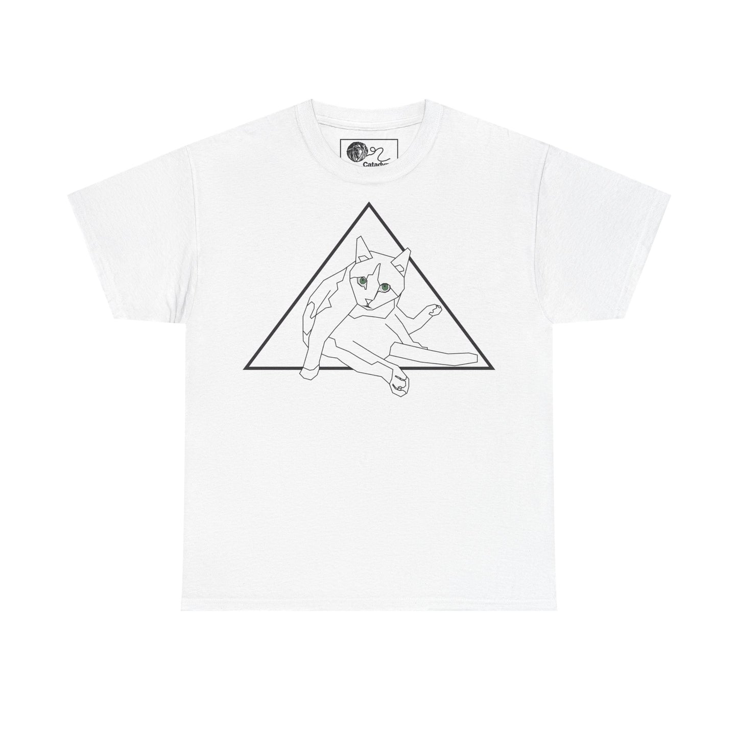 Geometric Cat T-Shirt - Minimalist Line Art Cat Tee, Cool Triangle Cat Design, Cat Lover Gift