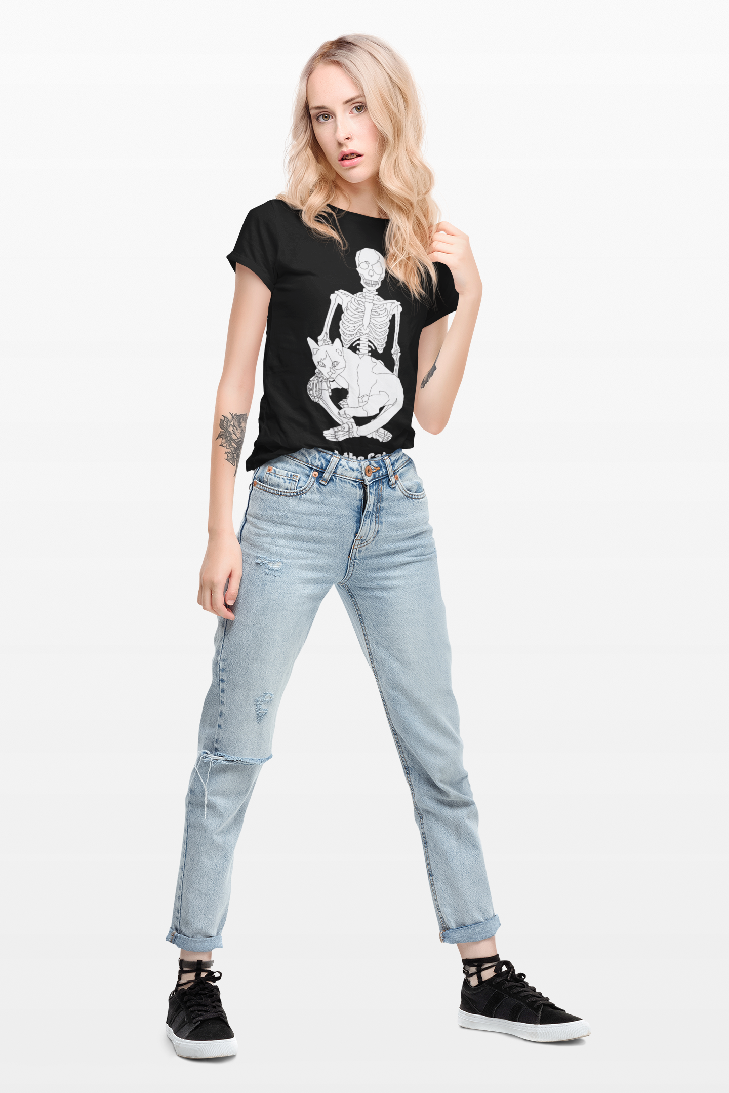 Funny Cat Skeleton Unisex T-Shirt, Halloween Tee, Cat Lover Gift, Pet Memorial Shirt, Quirky Graphic Tee