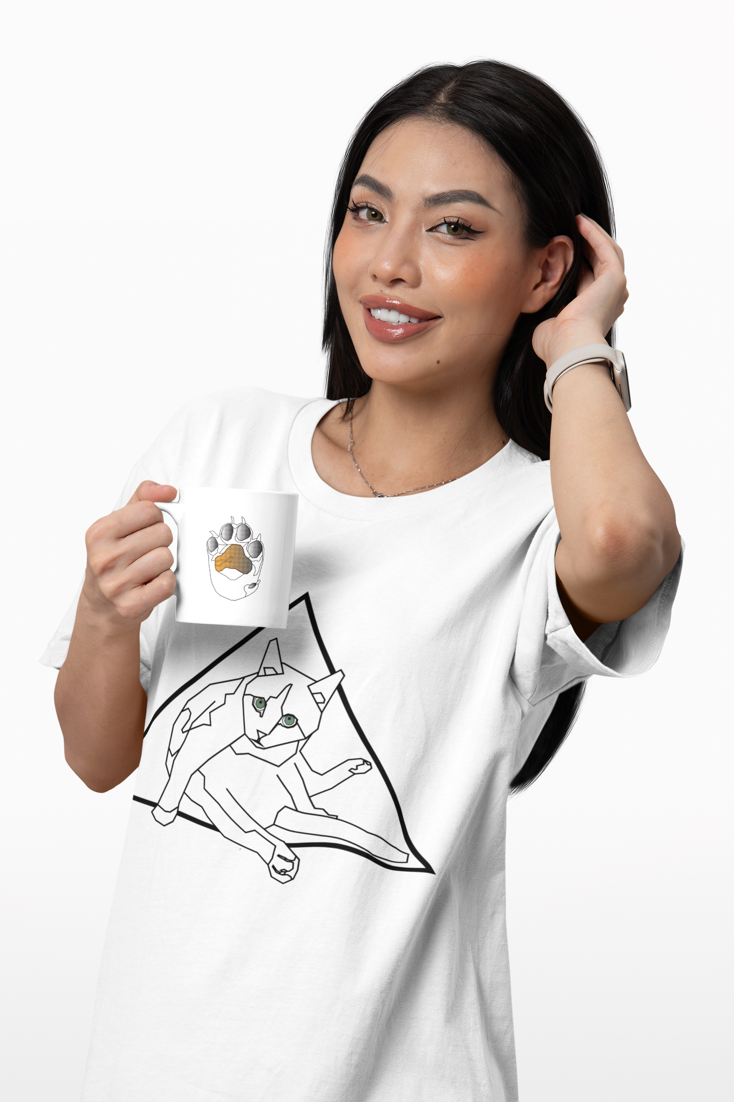 Geometric Cat T-Shirt - Minimalist Line Art Cat Tee, Cool Triangle Cat Design, Cat Lover Gift