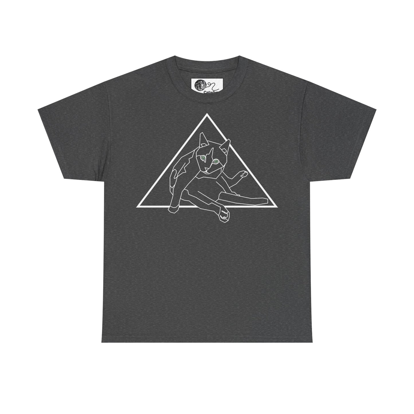 Geometric Cat T-Shirt - Minimalist Triangle Cat Design Tee - Graphic Shirt for Cat Lovers