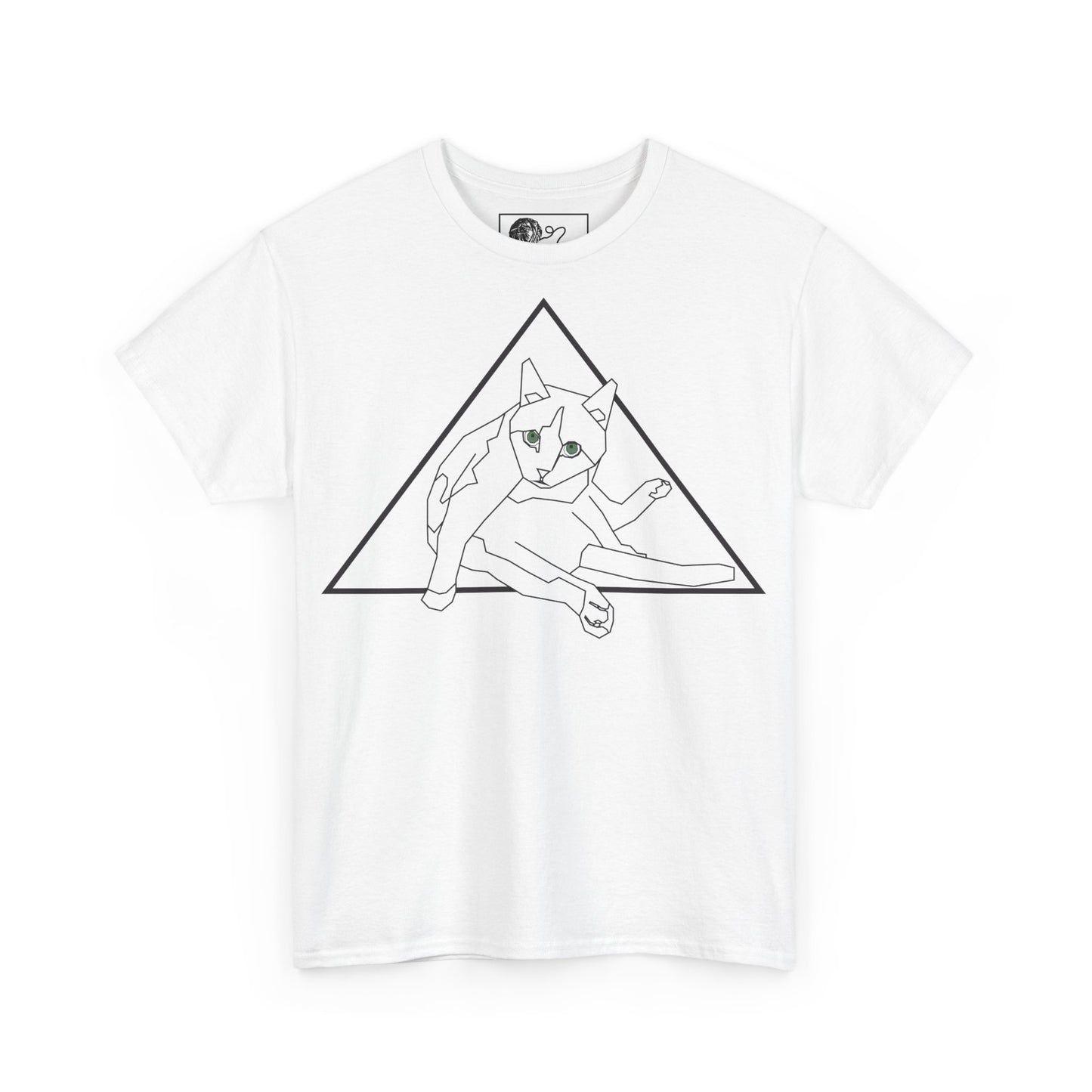 Geometric Cat T-Shirt - Minimalist Line Art Cat Tee, Cool Triangle Cat Design, Cat Lover Gift