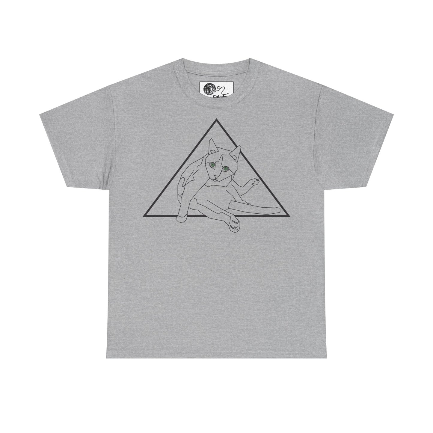 Geometric Cat T-Shirt - Minimalist Line Art Cat Tee, Cool Triangle Cat Design, Cat Lover Gift