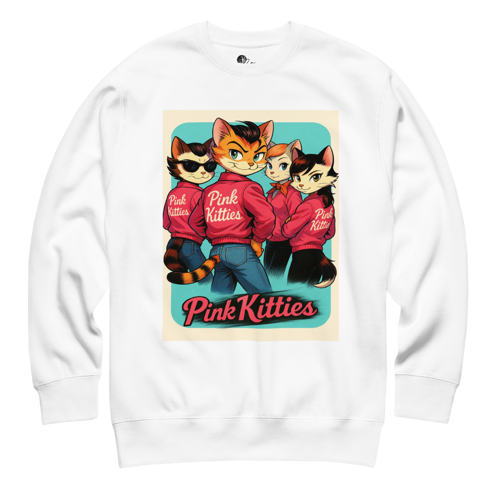 Sleeky Cat Kollektion – Unisex Premium-Sweatshirt mit rosa Kätzchen