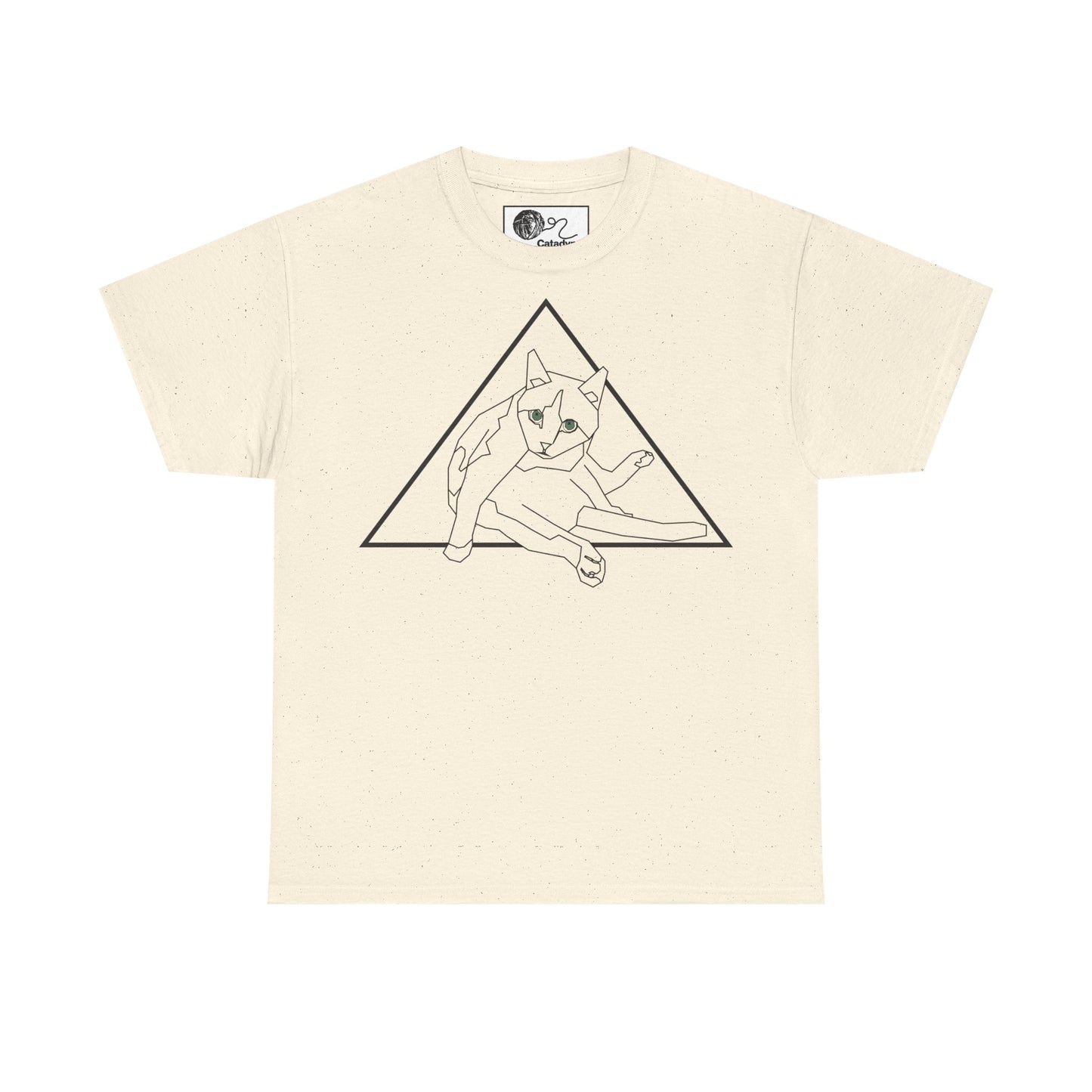 Geometric Cat T-Shirt - Minimalist Line Art Cat Tee, Cool Triangle Cat Design, Cat Lover Gift