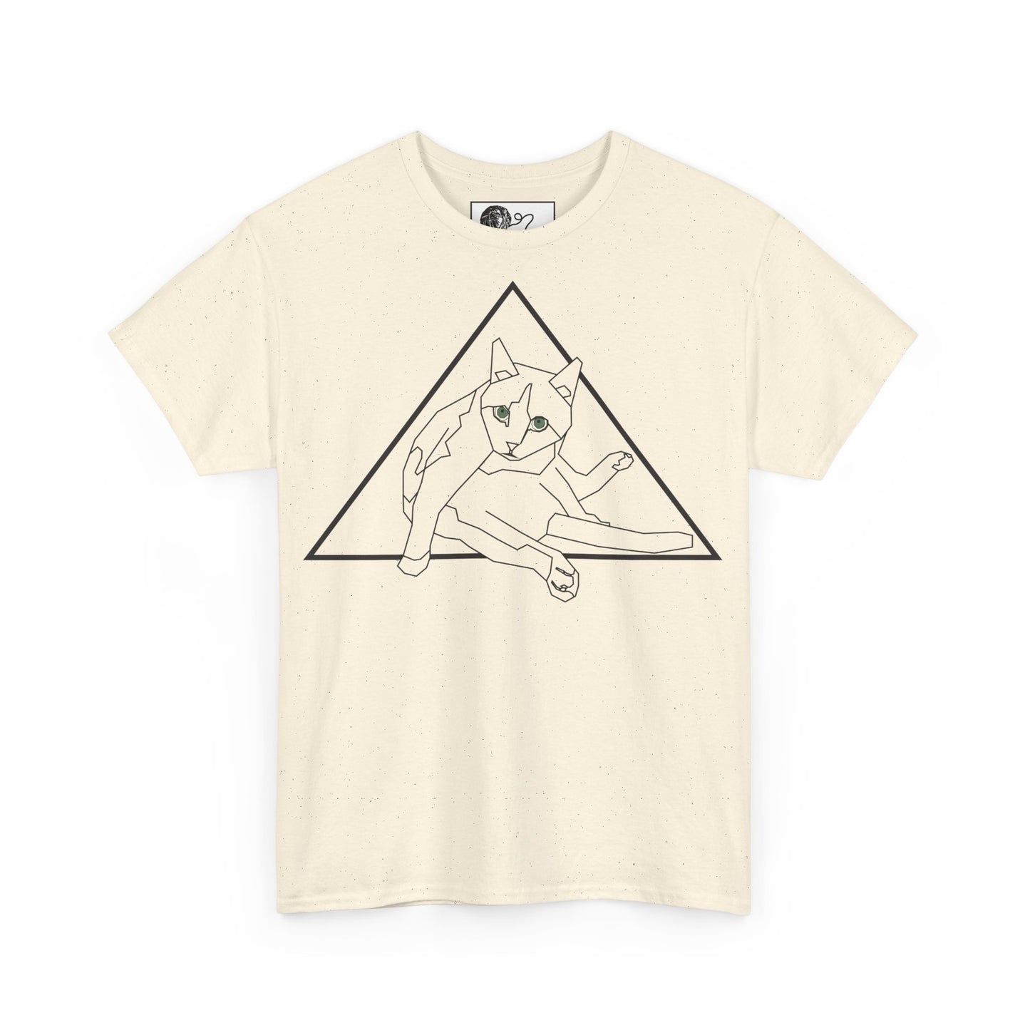 Geometric Cat T-Shirt - Minimalist Line Art Cat Tee, Cool Triangle Cat Design, Cat Lover Gift