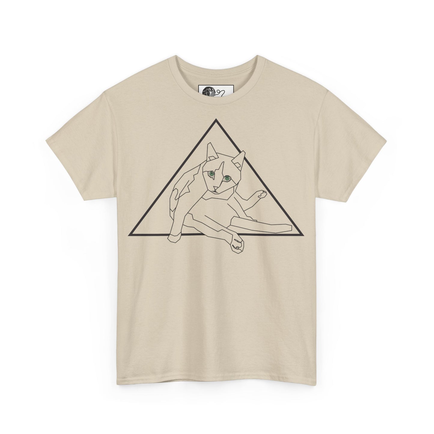 Geometric Cat T-Shirt - Minimalist Line Art Cat Tee, Cool Triangle Cat Design, Cat Lover Gift