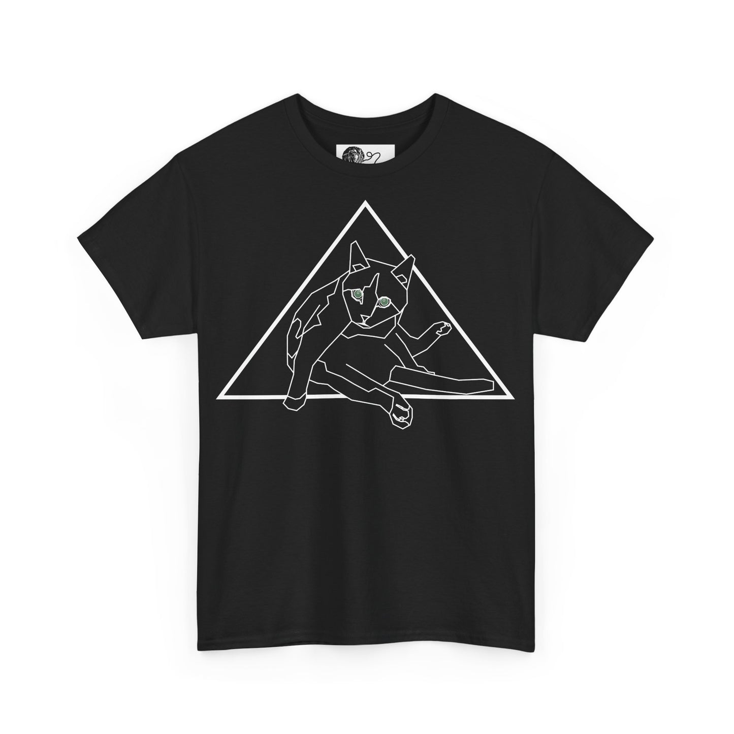 Geometric Cat T-Shirt - Minimalist Triangle Cat Design Tee - Graphic Shirt for Cat Lovers