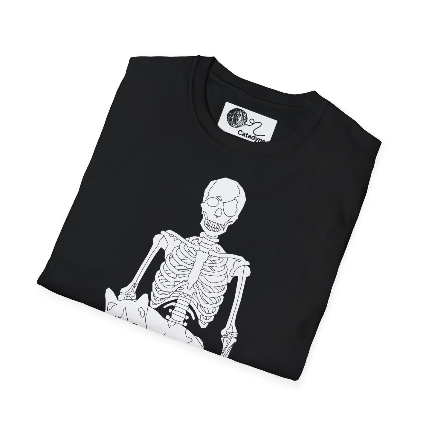 Funny Cat Skeleton Unisex T-Shirt, Halloween Tee, Cat Lover Gift, Pet Memorial Shirt, Quirky Graphic Tee