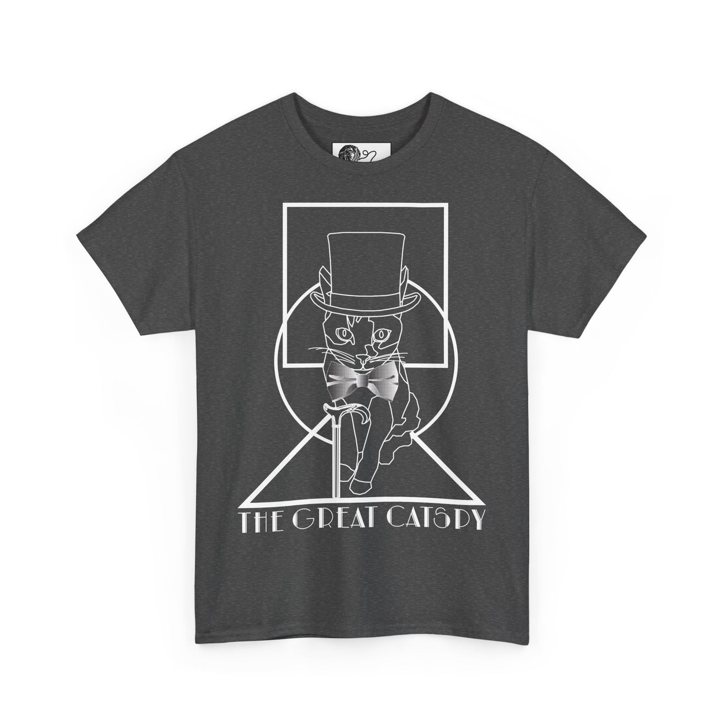 The Great Catspy Cat T-Shirt, 1920s Art Deco Style Tee, Vintage Cat Lover Gift, Gatsby Cat Shirt, Top Hat Bow Tie, Unisex Cotton Tee