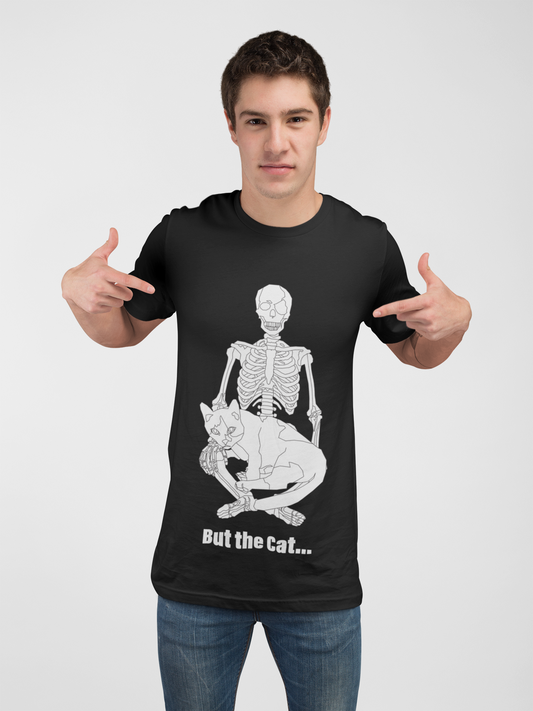 Funny Cat Skeleton Unisex T-Shirt, Halloween Tee, Cat Lover Gift, Pet Memorial Shirt, Quirky Graphic Tee