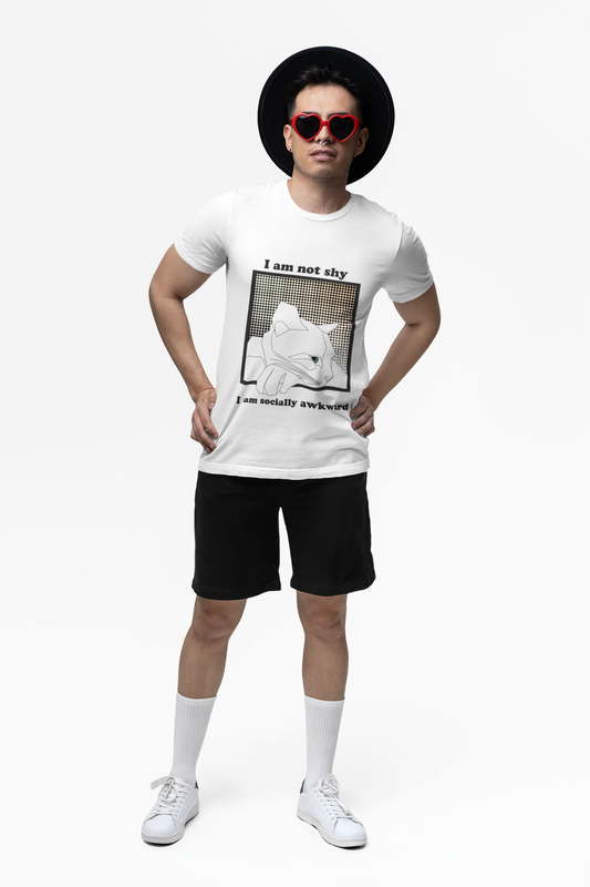 Funny Cat T-Shirt - Socially Awkward Cat Graphic Tee - Gift for Introverts and Cat Lovers