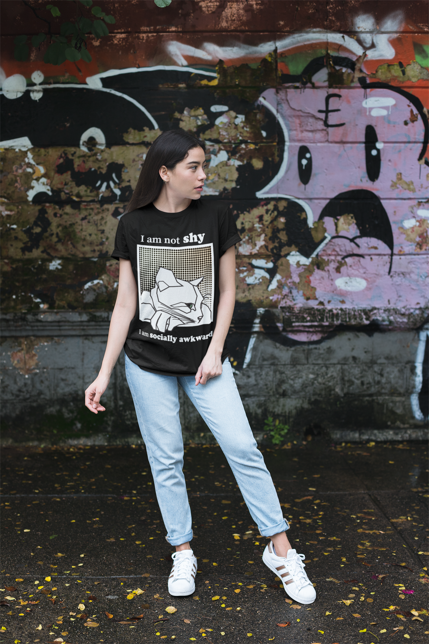 Cat T-Shirt I'm Not Shy I'm Socially Awkward Tee