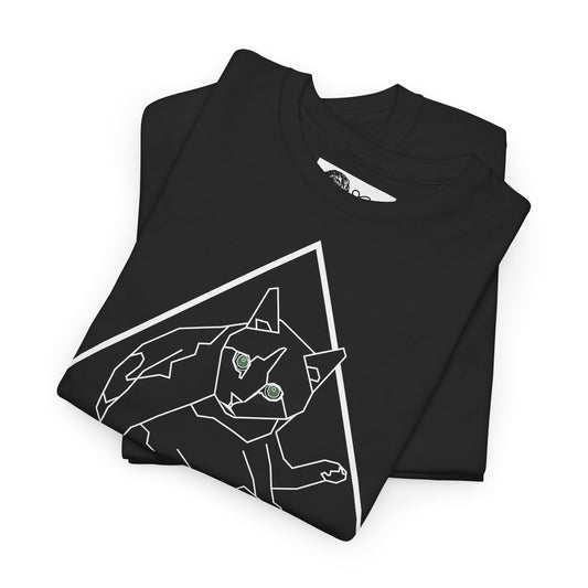Geometric Cat T-Shirt - Minimalist Triangle Cat Design Tee - Graphic Shirt for Cat Lovers