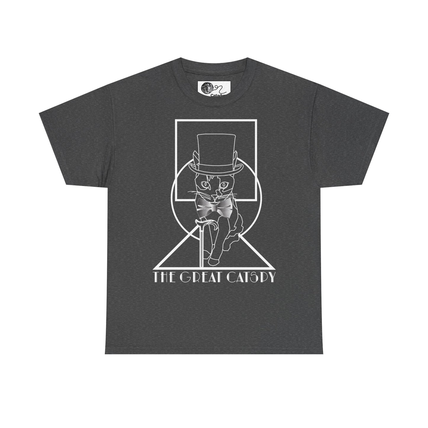 The Great Catspy Cat T-Shirt, 1920s Art Deco Style Tee, Vintage Cat Lover Gift, Gatsby Cat Shirt, Top Hat Bow Tie, Unisex Cotton Tee