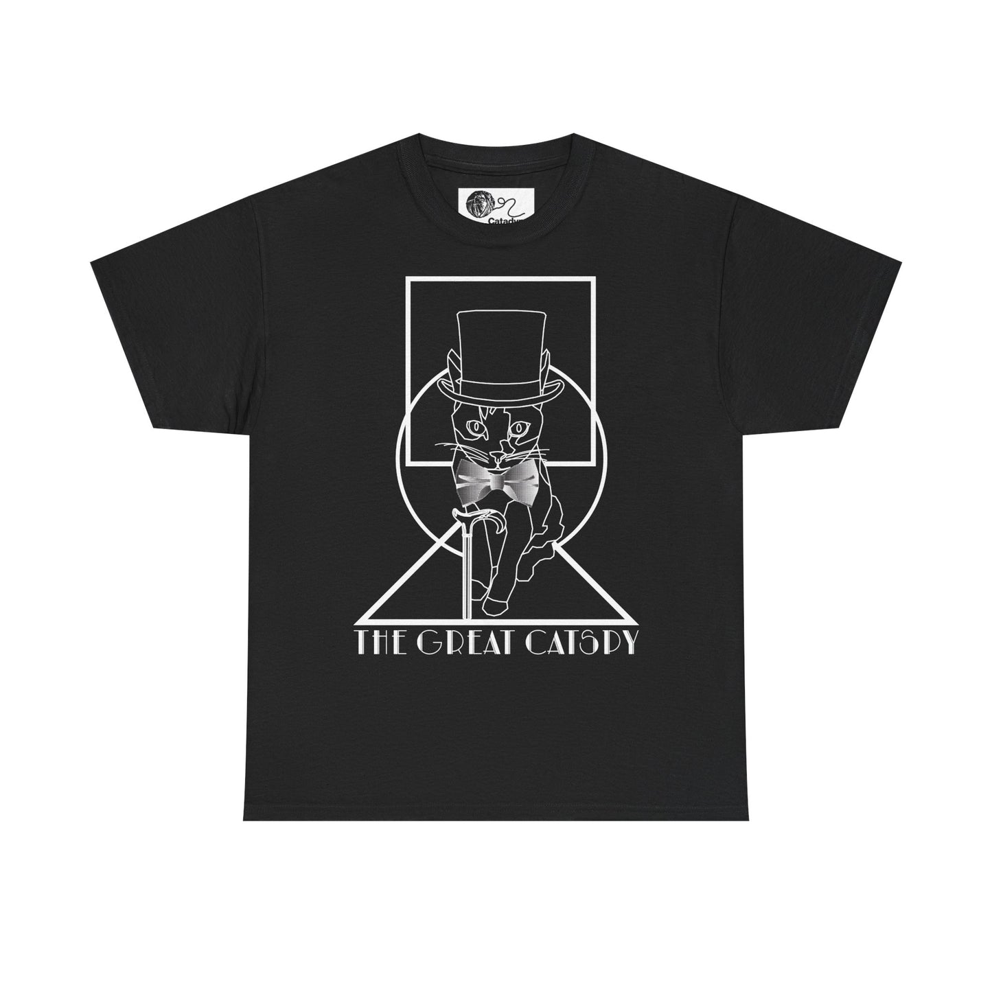 The Great Catspy Cat T-Shirt, 1920s Art Deco Style Tee, Vintage Cat Lover Gift, Gatsby Cat Shirt, Top Hat Bow Tie, Unisex Cotton Tee