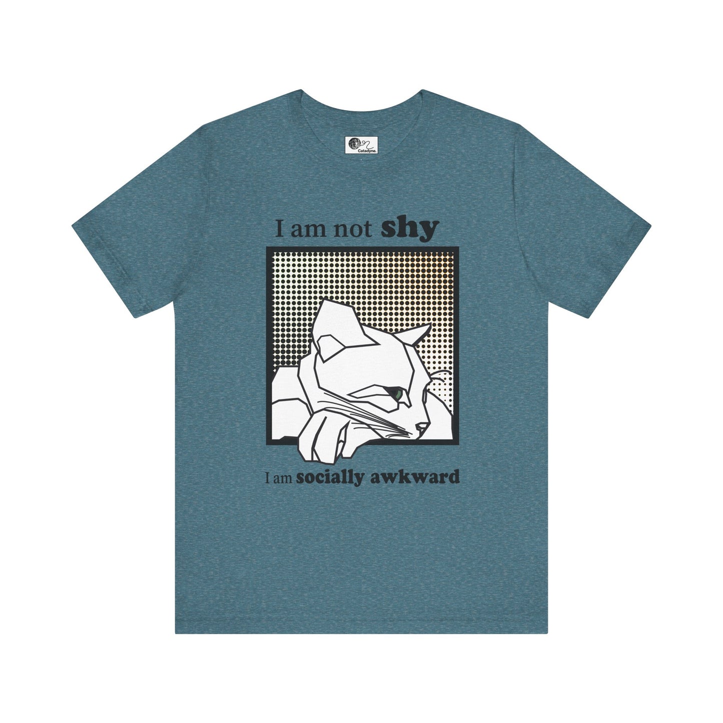 Socially Awkward Cat Tee, Funny T-Shirt, Cute Cat Apparel, Gifts for Introverts, Unisex Graphic Top, Quirky Humor Shirt