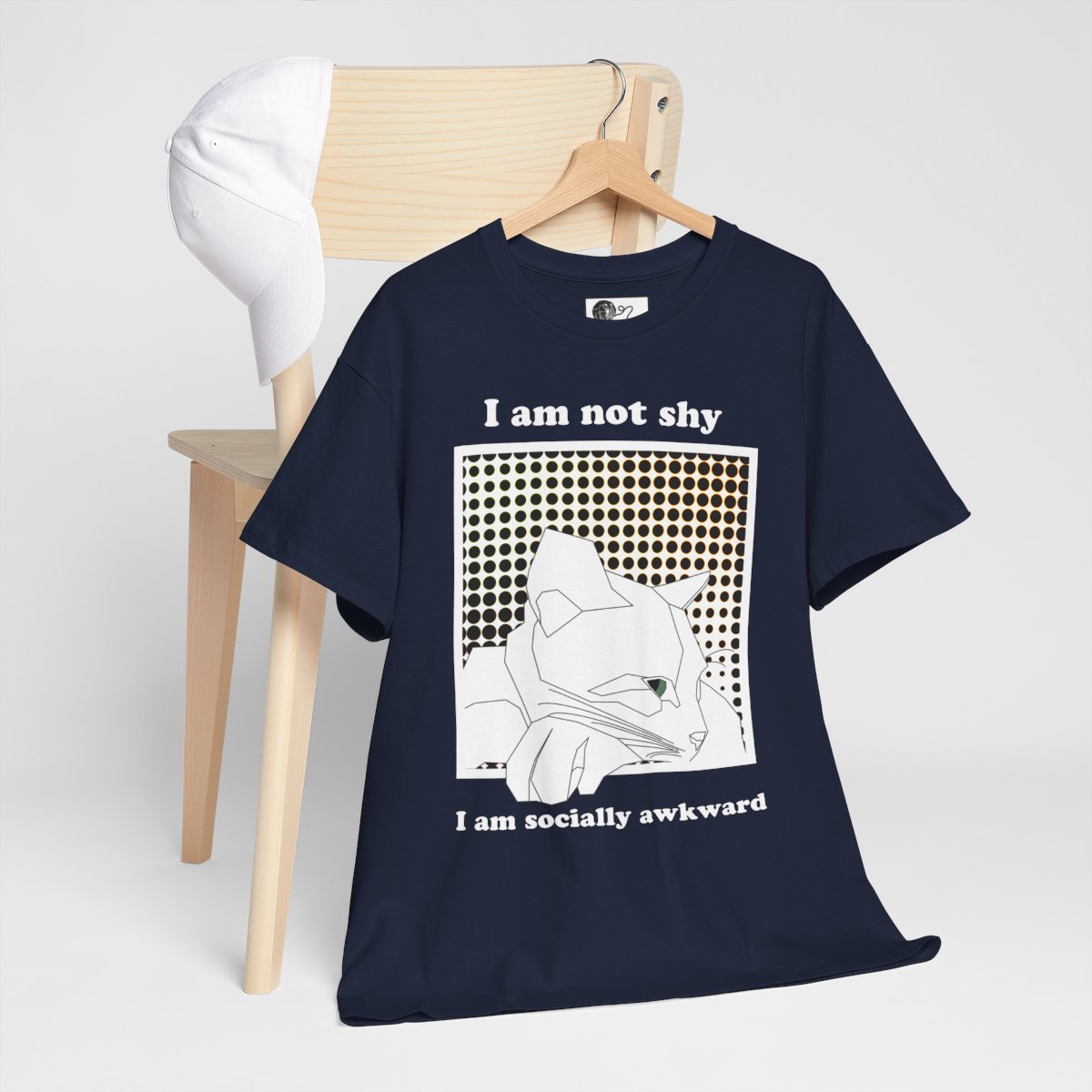 Socially Awkward Cat T-Shirt - Funny Cat Graphic Tee, I Am Not Shy Statement Shirt, Pop Art Cat