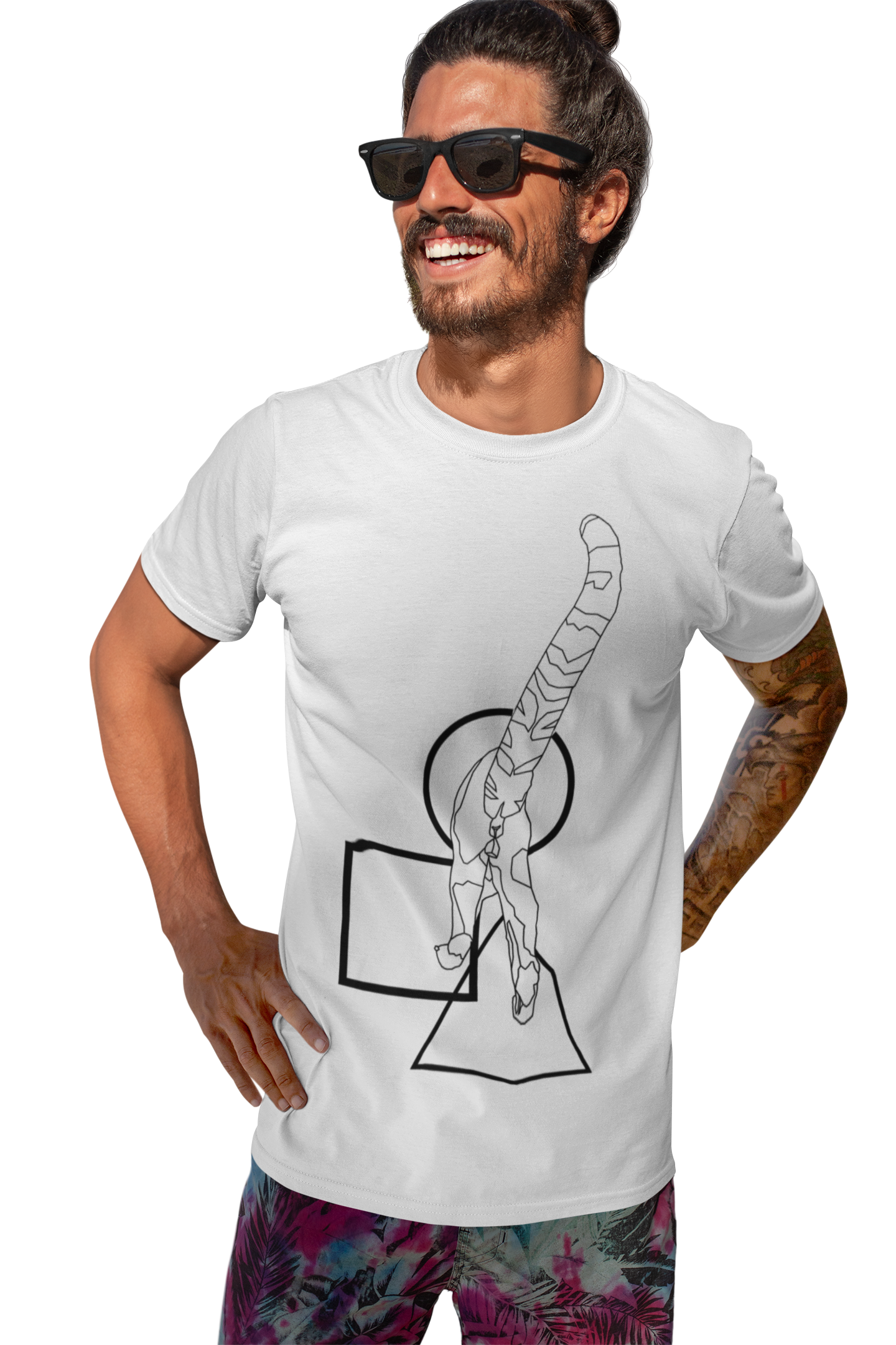 Minimalist Cat T-Shirt - Modern Line Art Cat Tee - Geometric Graphic Shirt - Artsy Cat Lover Gift
