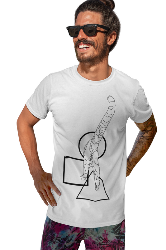 Minimalist Cat T-Shirt - Modern Line Art Cat Tee - Geometric Graphic Shirt - Artsy Cat Lover Gift