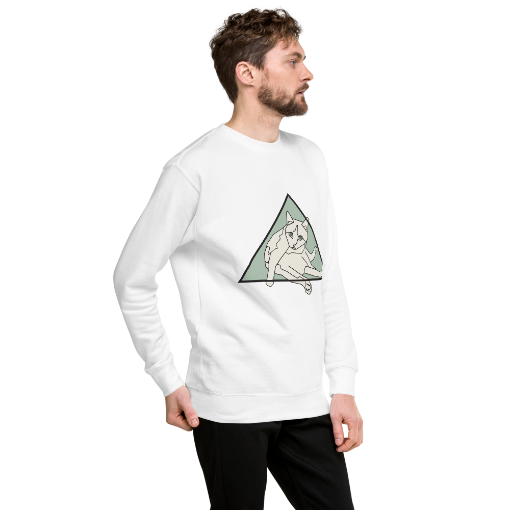 Minimalistisches Katzen-Sweatshirt mit einzeiliger Linie, Unisex Premium