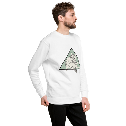 Minimalistisches Katzen-Sweatshirt mit einzeiliger Linie, Unisex Premium
